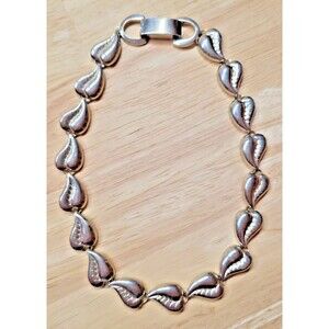 Vintage Jaycraft Silver Tone Choker Necklace Hearts, Leaves